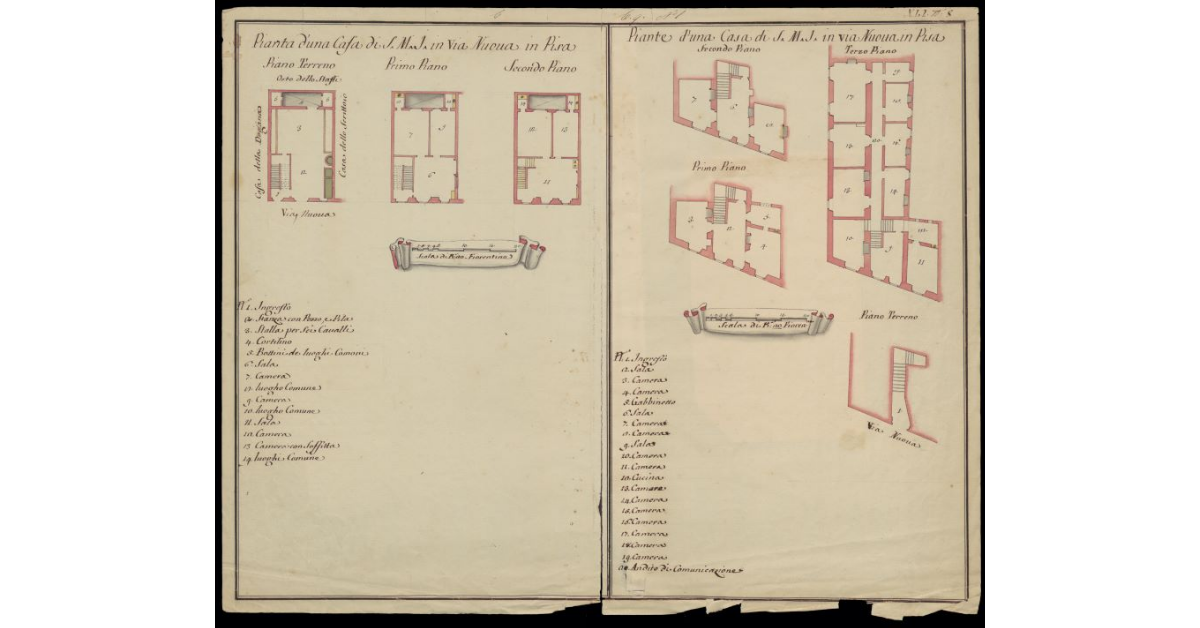 Pianta di una casa di S.M.I. in Via Nuova in Pisa