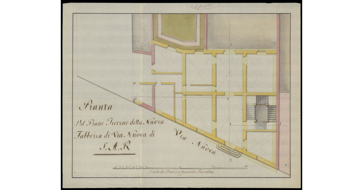 Pianta del piano terreno della nuova Fabbrica di Via Nuova di S.A.R. [a Pisa]