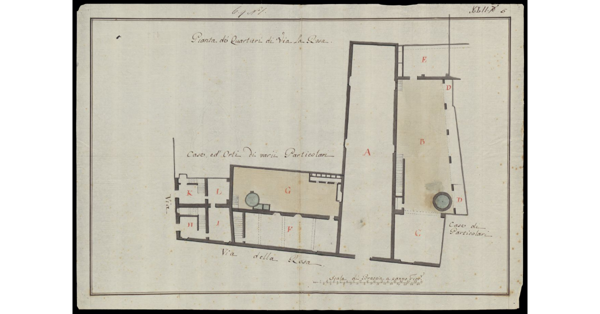 Pianta de' quartieri di Via La Rosa [a Pisa]