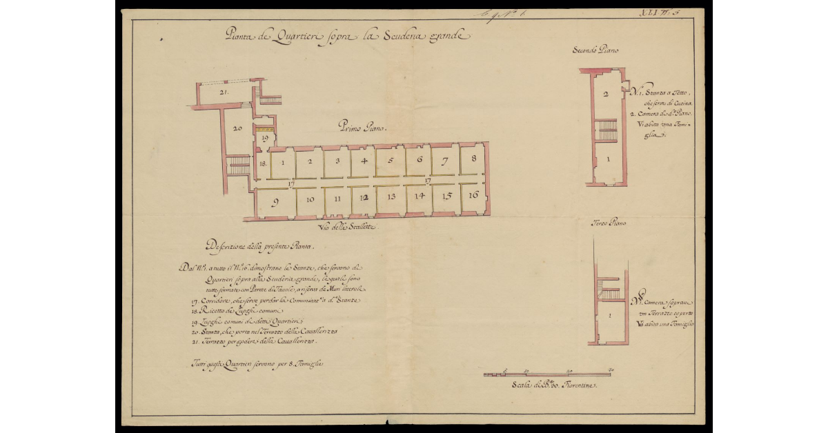 Pianta de' quartieri sopra la Scuderia Grande [a Pisa]