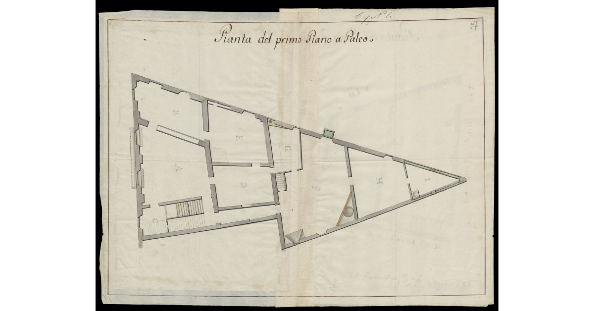 Pianta del primo piano a palco [della Casa delle Vele a Pisa]