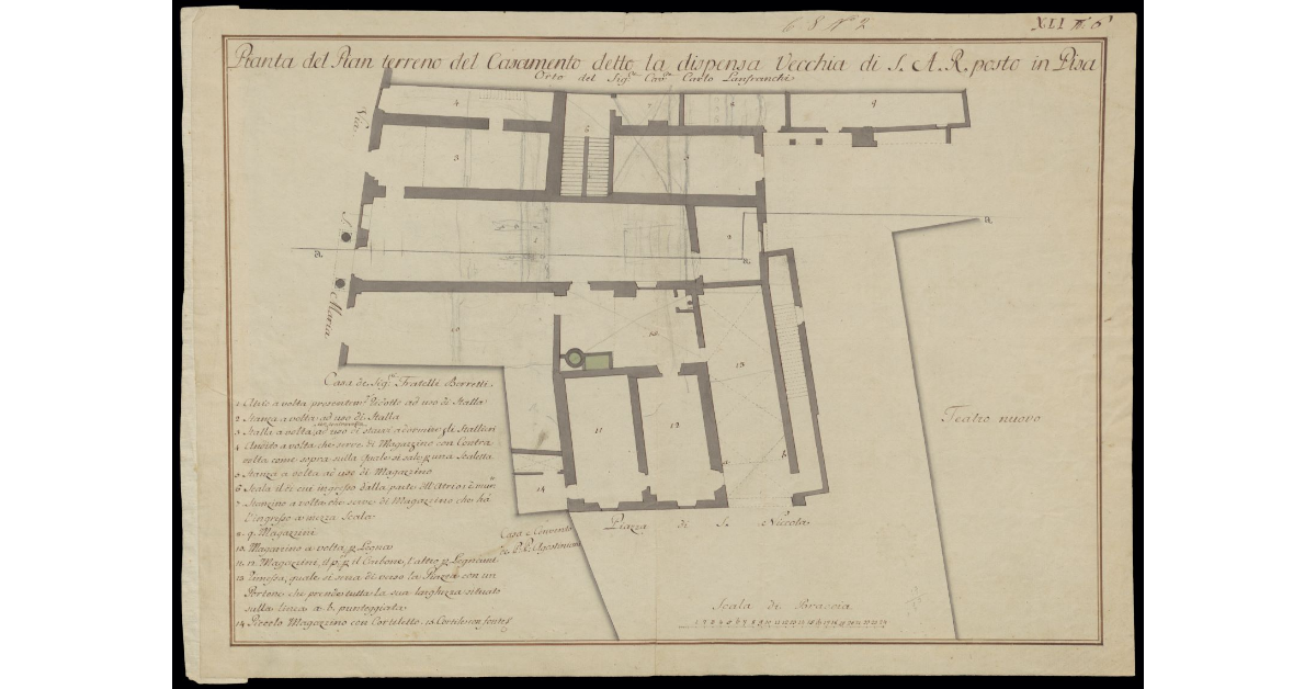 Pianta del pian terreno del casamento detto La Dispensa Vecchia di S.A.R. posto in Pisa
