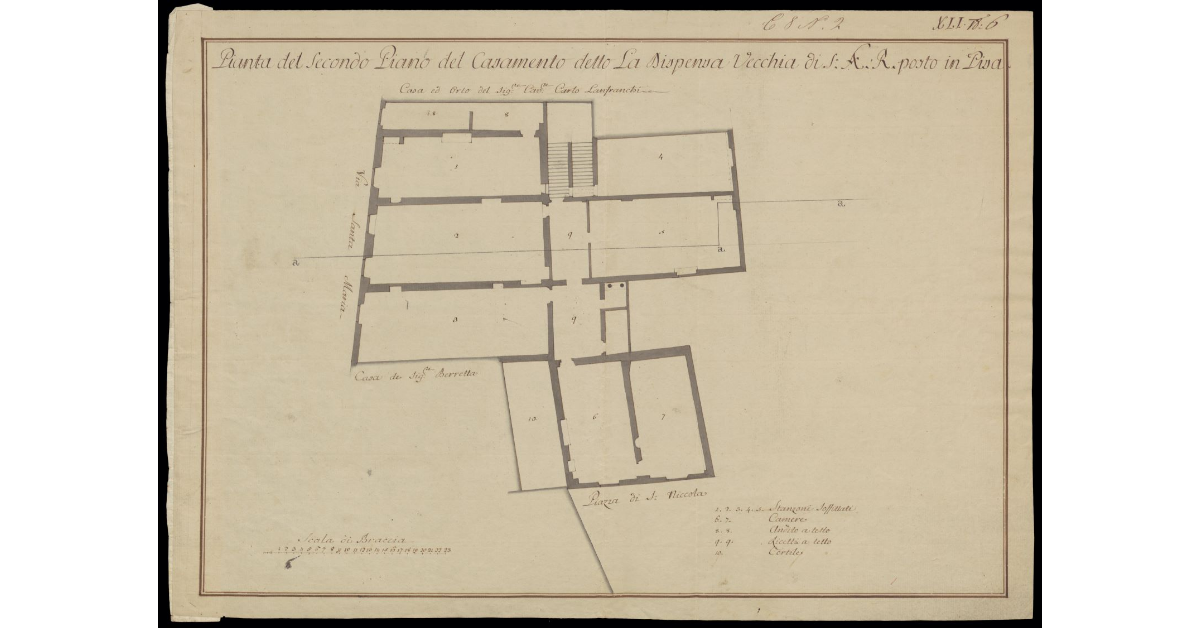 Pianta del secondo piano del casamento detto la Dispensa Vecchia di S.A.R. posto in Pisa