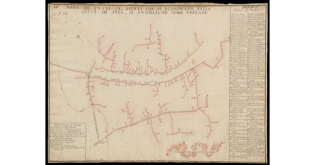 Nota di tutte le fonti che si ritrovano nella Città di Pisa, sì pubbliche come private
