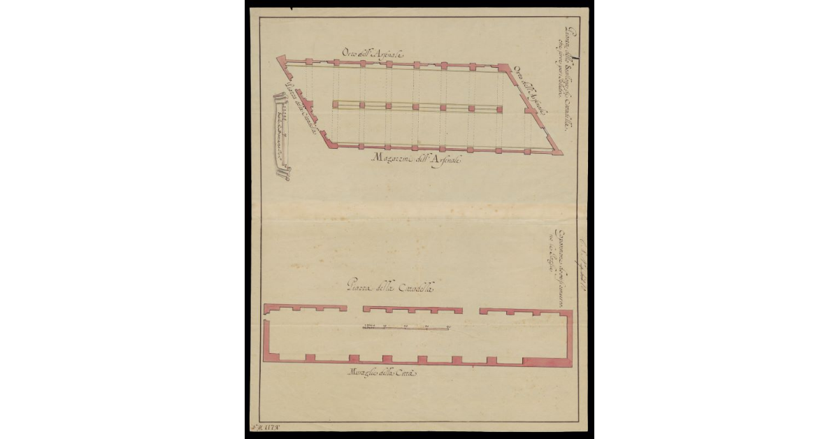 Pianta dello Stallone di Cittadella [a Pisa] che serve per i polledri [e del] Capannone dove si conservano le paglie