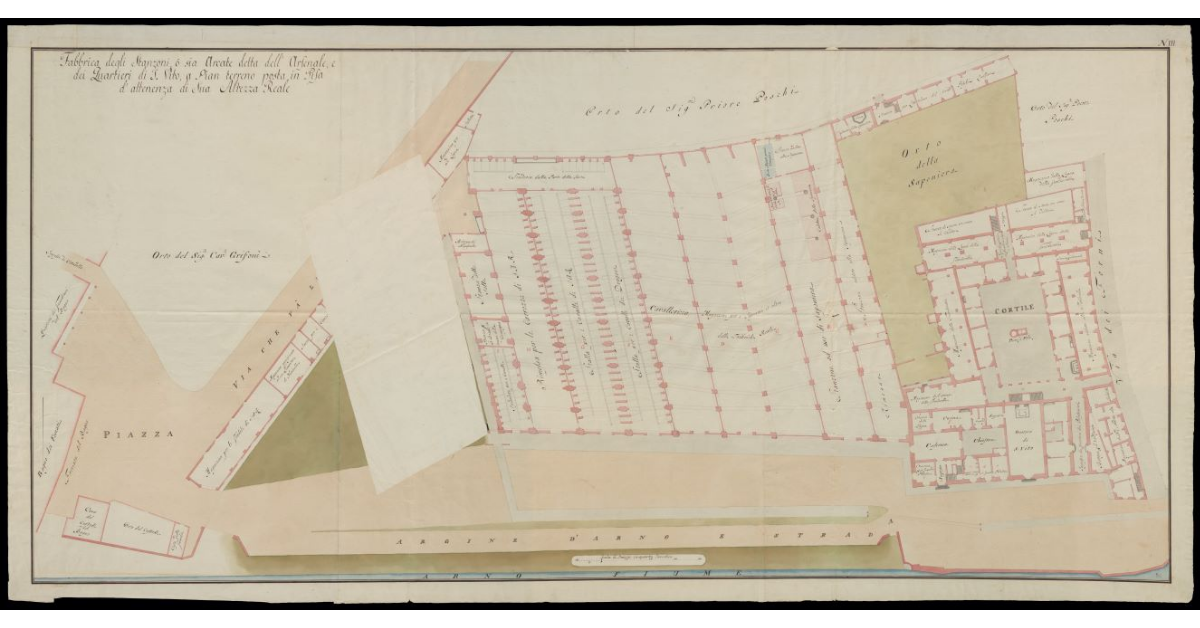 Fabbrica degli Stanzoni , o sia Arcate detta dell'Arsenale, e dei quartieri di S. Vito a pian terreno posta in Pisa d'attenenza di Sua Altezza reale