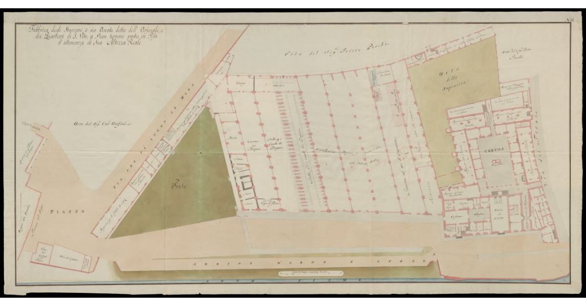 Fabbrica degli Stanzoni , o sia Arcate detta dell'Arsenale, e dei quartieri di S. Vito a pian terreno posta in Pisa d'attenenza di Sua Altezza reale. [Variante]