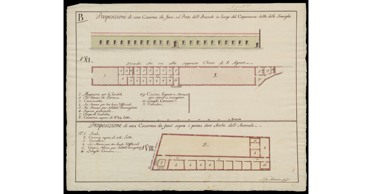 Proposizione di una Caserma da farsi sul prato dell'Arsenale in luogo del Capannone detto dello Smeriglio [a Pisa]