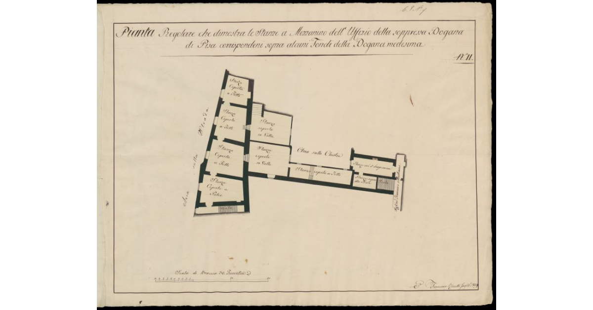 Pianta regolare che dimostra le stanze a mezzanino dell'Uffizio della soppressa Dogana di Pisa