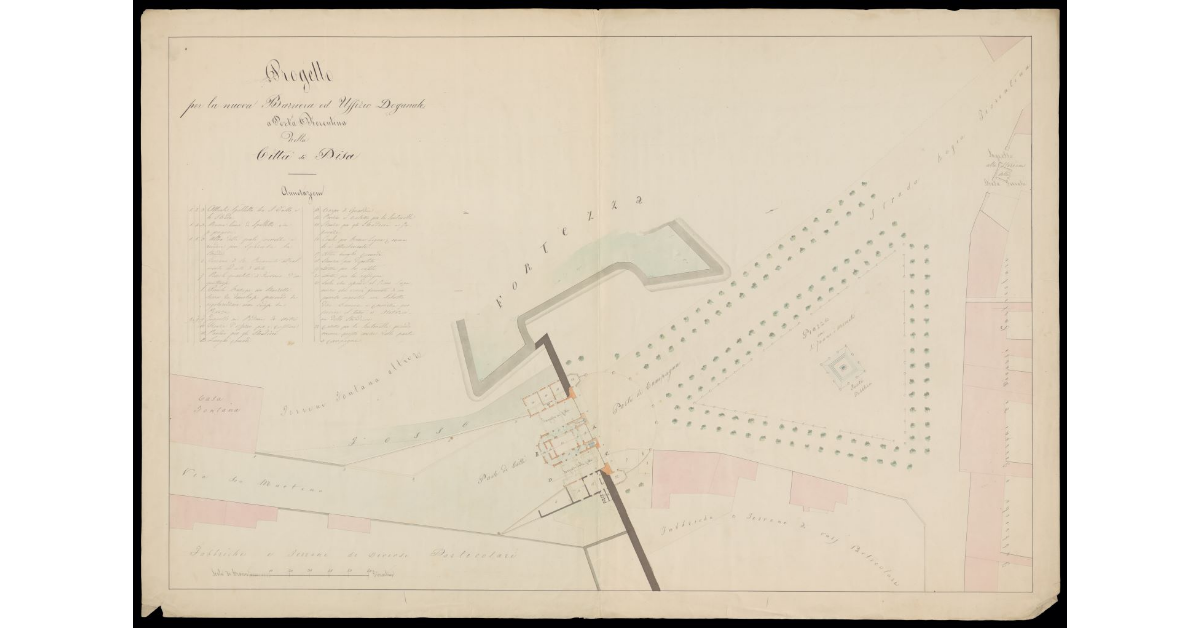 Progetto per la nuova Barriera ed Uffizio Doganale a Porta Fiorentina nella Città di Pisa [Planimetria]