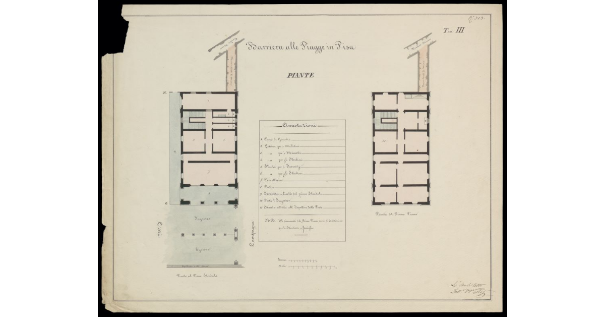 Barriera alle Piagge in Pisa. Piante. Tav. III