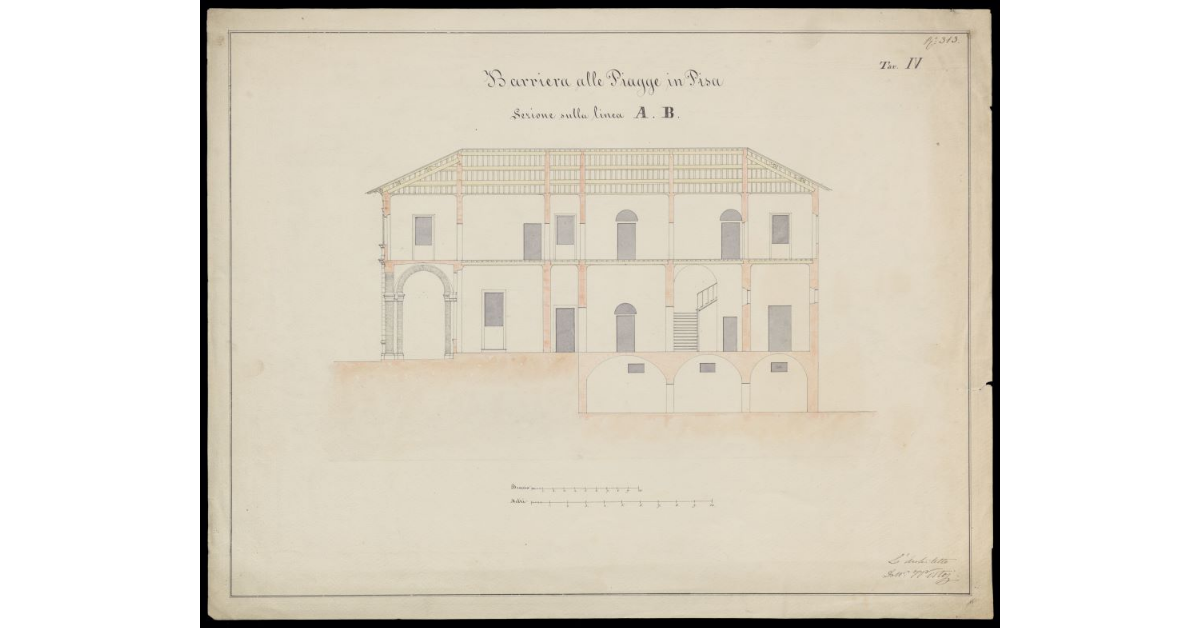 Barriera alle Piagge in Pisa. Sezione sulla linea AB. Tav. IV