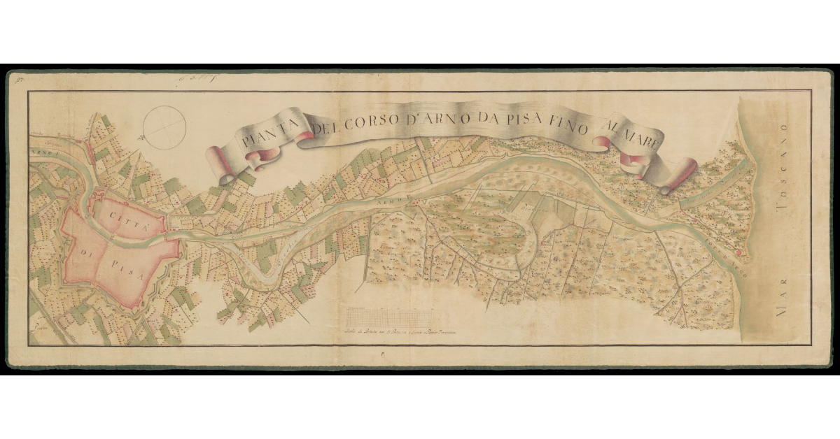 Pianta del corso d'Arno da Pisa fino al mare