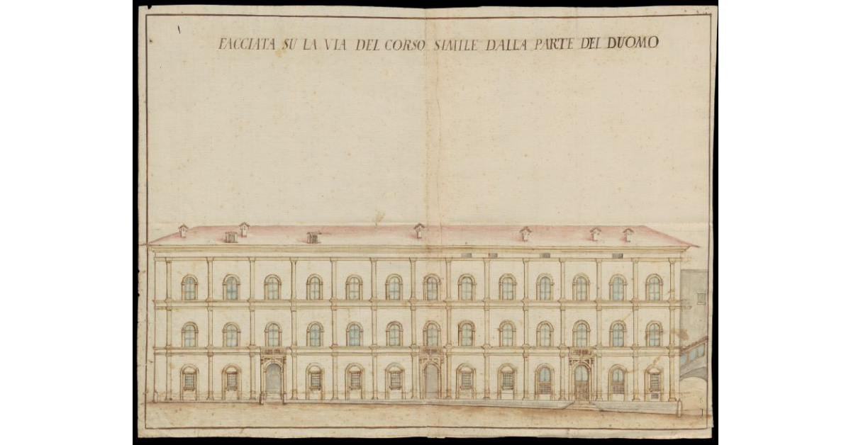 Facciata [del Palazzo Reale di Siena] su la Via del Corso simile dalla parte del Duomo