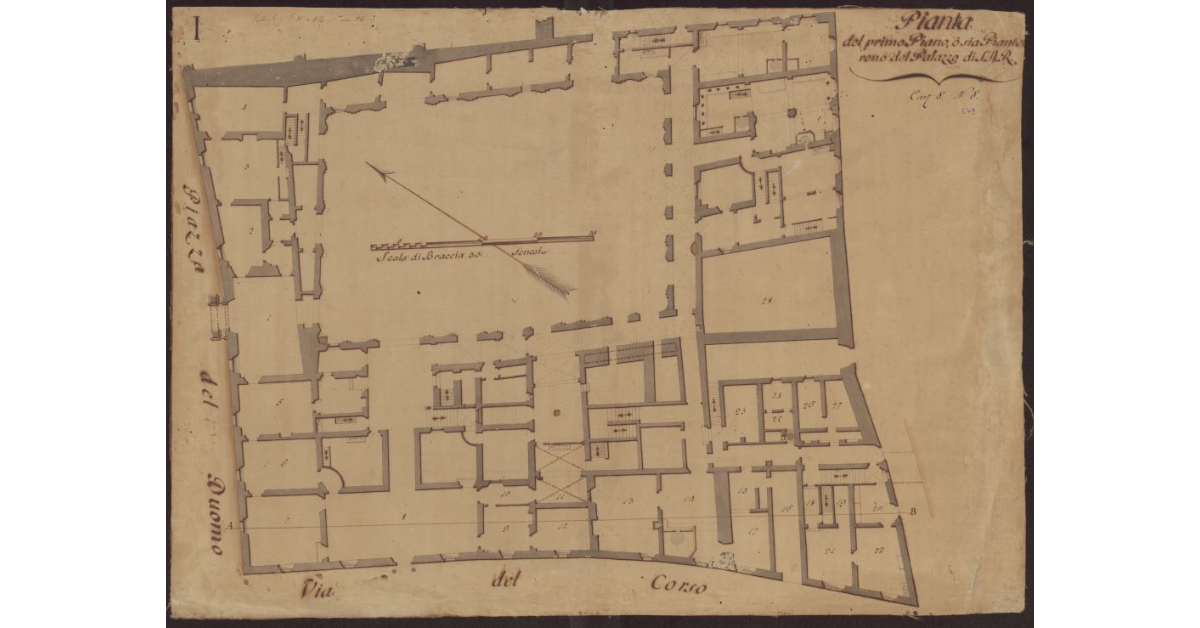 Pianta del primo piano o sia pian terreno del Palazzo di S.A.R. [in Siena]