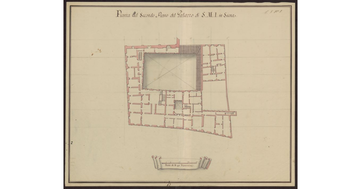Pianta del secondo piano del Palazzo di S.M.I. in Siena