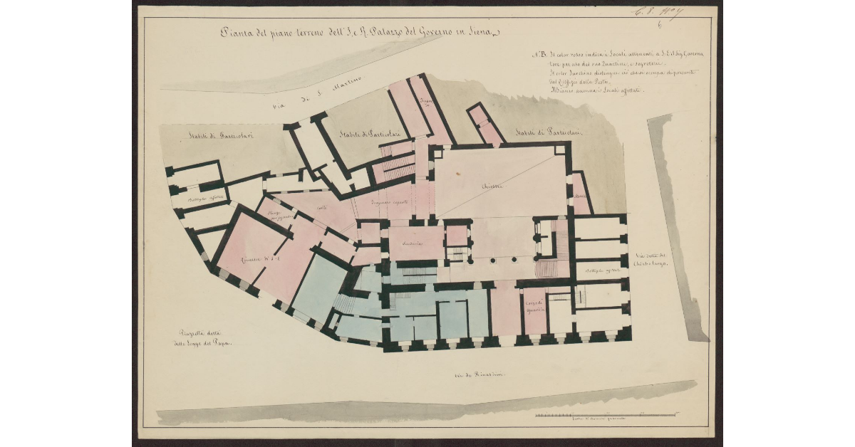 Pianta del piano terreno dell'I. e R. Palazzo del Governo in Siena