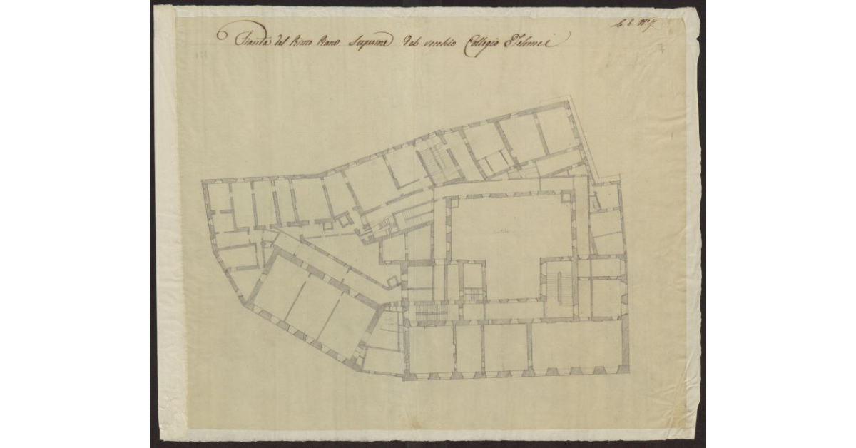 Pianta del primo piano superiore del vecchio Collegio Tolomei