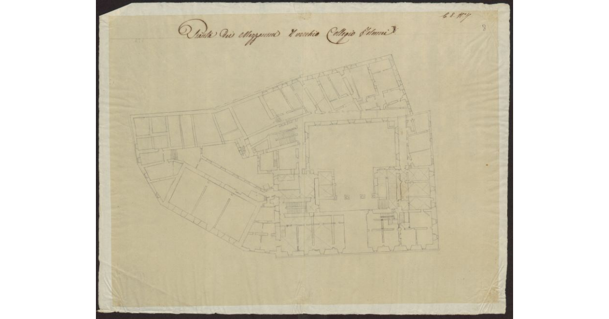 Pianta dei mezzanini del vecchio Collegio Tolomei