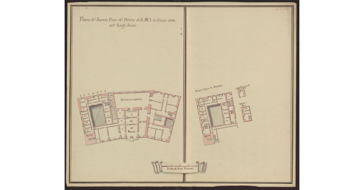 Pianta del secondo piano del Palazzo di S.M.I. in Siena detto dell'Eccelso Senato