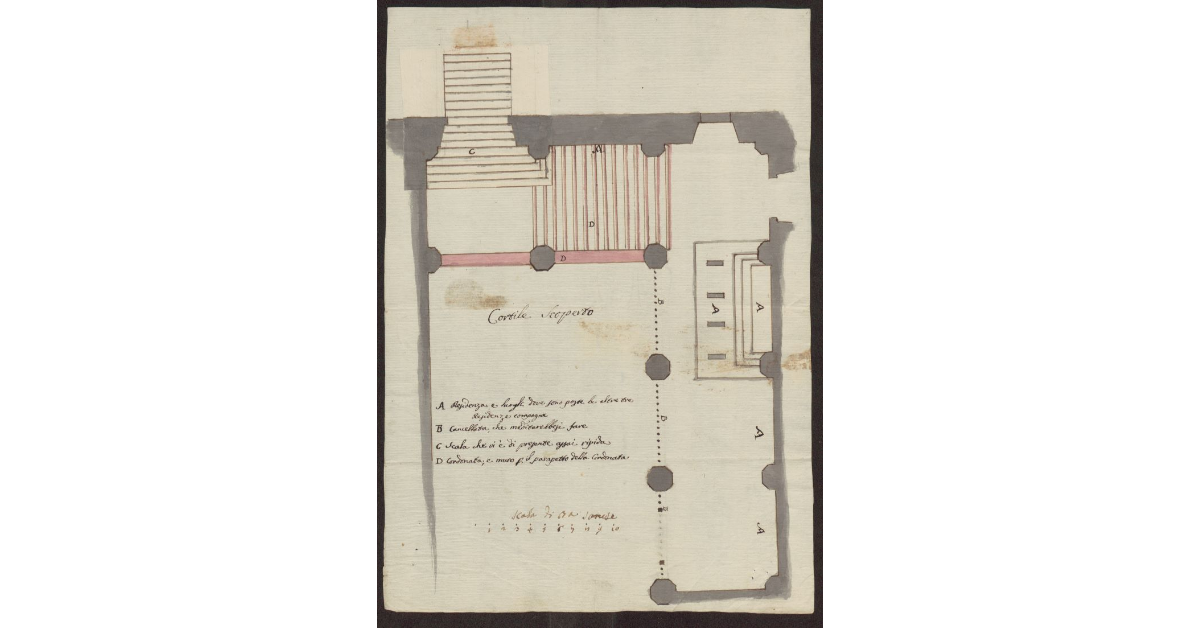 [Pianta del cortile d'ingresso del Palazzo di S.M.I. in Siena]