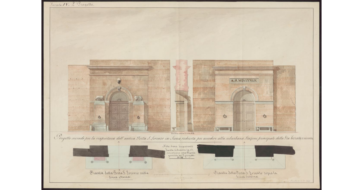 Progetto secondo per la riapertura dell'antica porta S. Lorenzo in Siena, richiesta per accedere alla suburbana Stazione principale detta Via Ferrata