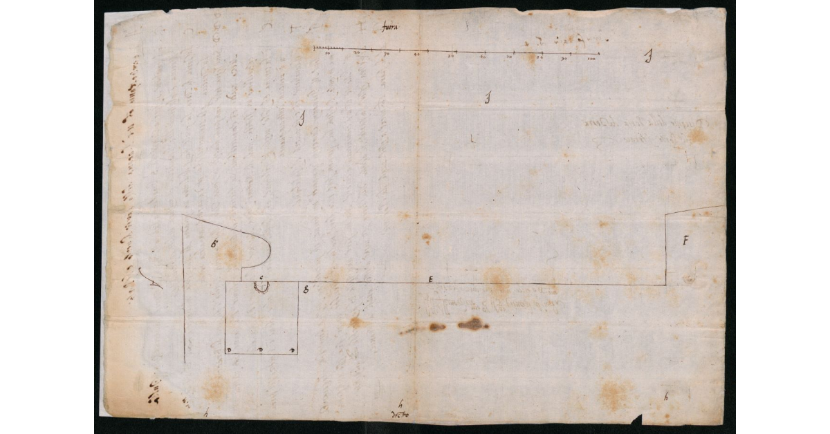 [Planimetria della Porta di Terra di Portoferraio con progetto di alloggiamenti]