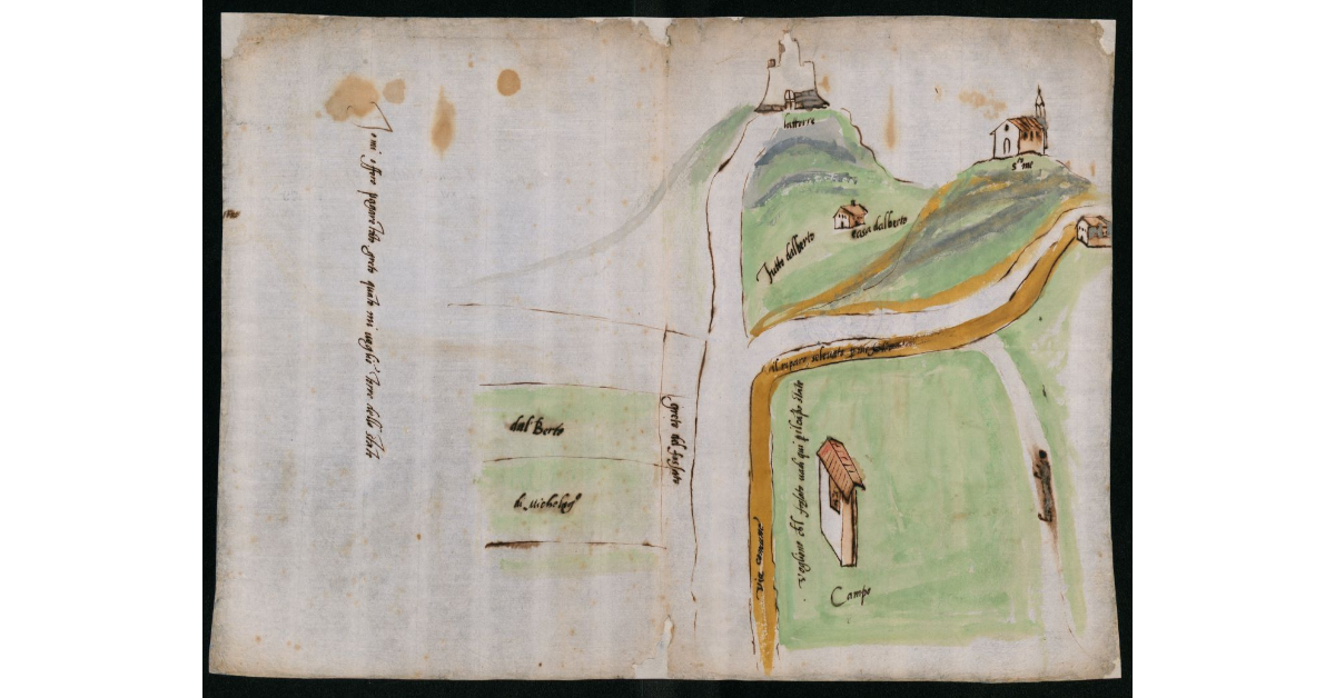 [Pianta del territorio di San Tommé intorno al Fossato presso Montevarchi]