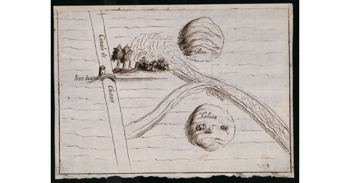 [Canale della Chiana alla confluenza del torrente Astrone al ponte di Buterone]