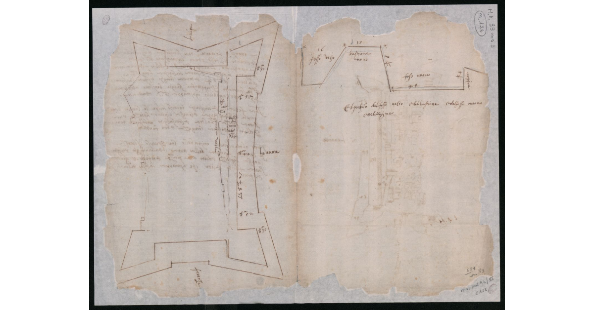 [Pianta schematica del castello di Scarperia con i lavori fatti nel settore di levante]