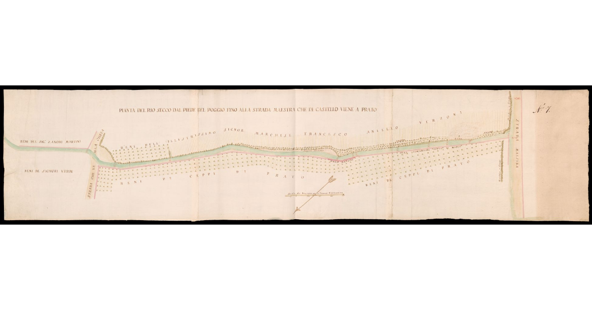 Pianta del Rio Secco dal piede del poggio fino alla Strada Maestra che di Castello viene a Prato