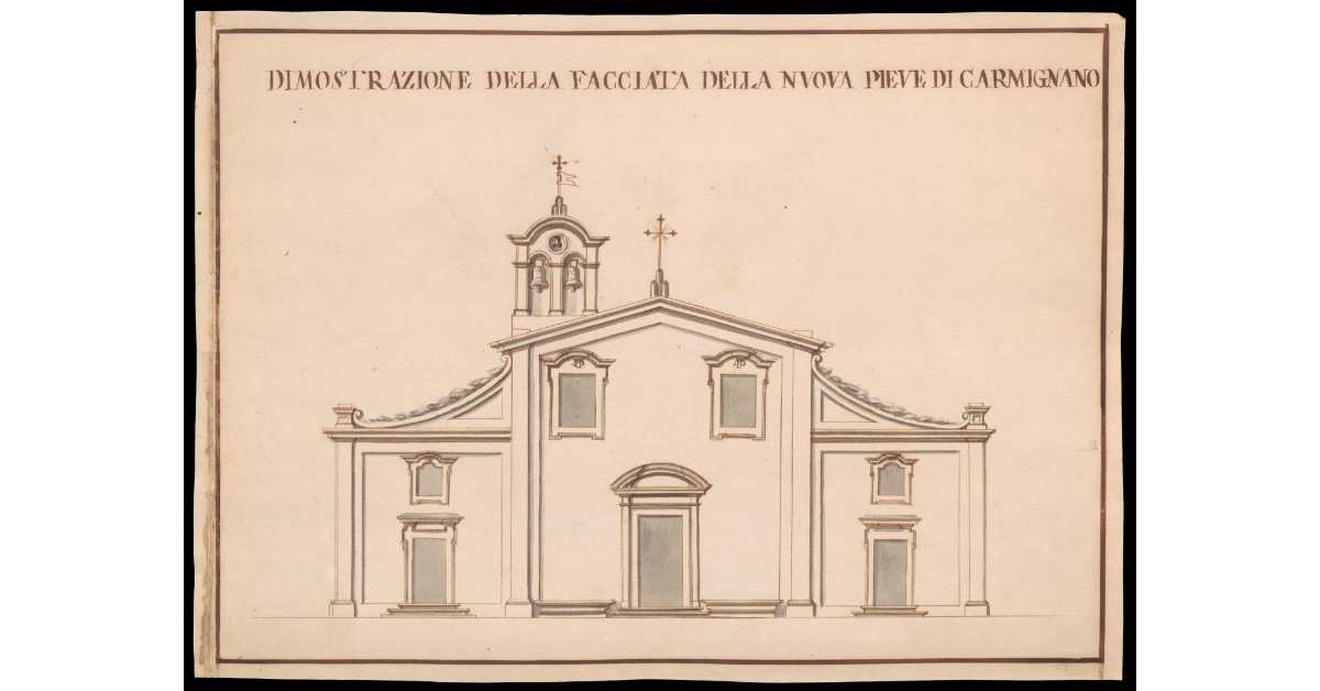 Dimostrazione della facciata della nuova Pieve di Carmignano