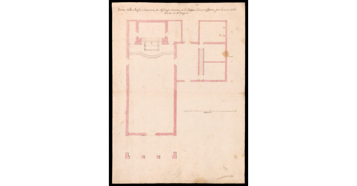 Pianta della Chiesa e Canonica da edificarsi di nuovo su la Piazza di Carmignano, per la Cura della Pieve di detto luogo
