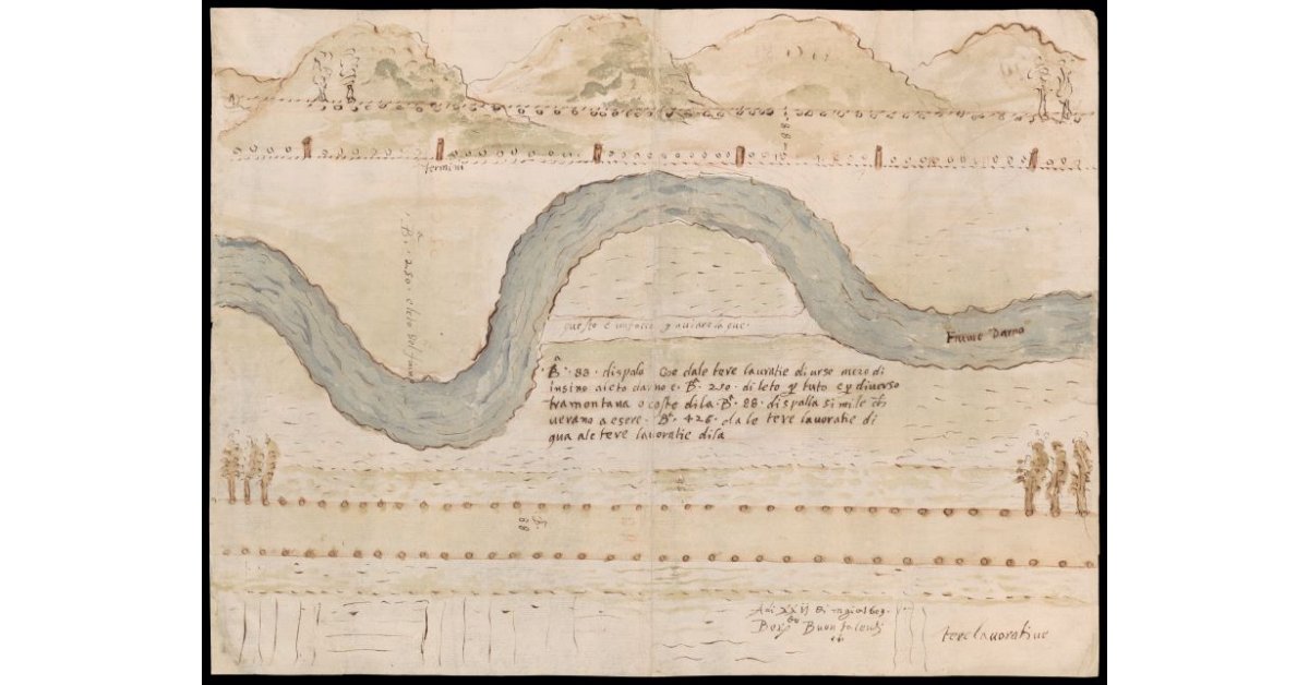 [Pianta di un tratto del fiume Arno da canalizzare]