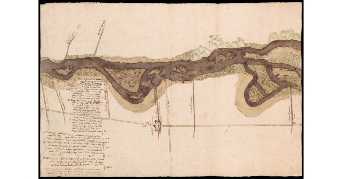 [Pianta di un tratto del fiume Arno tra Montevarchi e San Giovanni Valdarno]