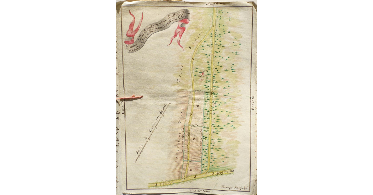 Pianta della Strada vecchia di Monticiano segnata AA; e della Nuova Segnata CC