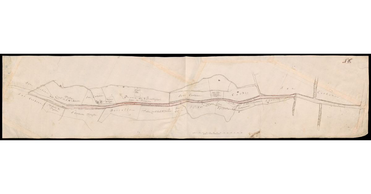 [Pianta del torrente Cesto affluente dell'Arno e dei terreni circostanti a San Cerbone di Figline]