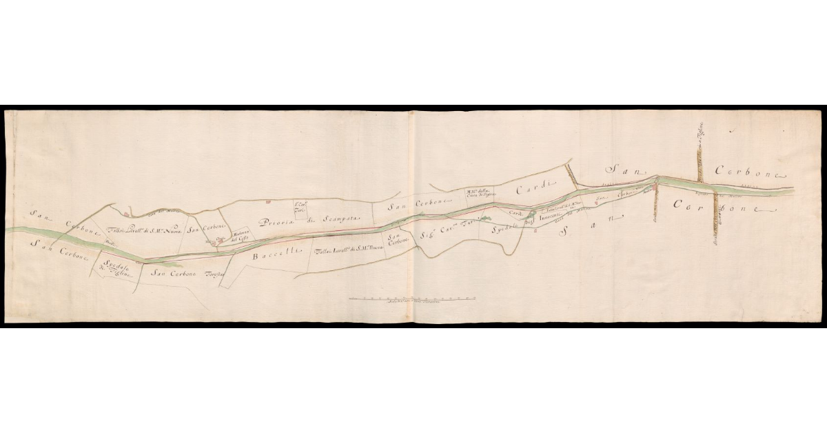 [Pianta del torrente Cesto affluente dell'Arno e dei terreni circostanti a Figline]