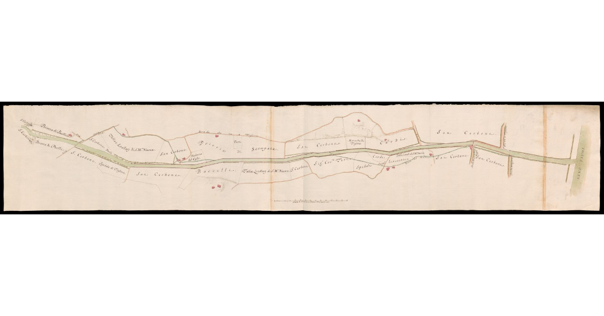 [Pianta del torrente Cesto affluente dell'Arno e dei terreni circostanti a Figline]