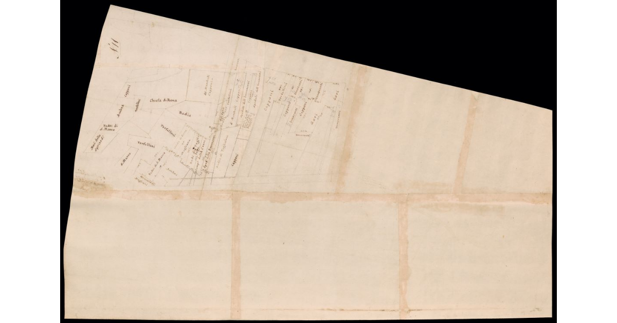 [Pianta di terreni lungo un tratto del fiume Arno nel Valdarno di Sopra a Figline]