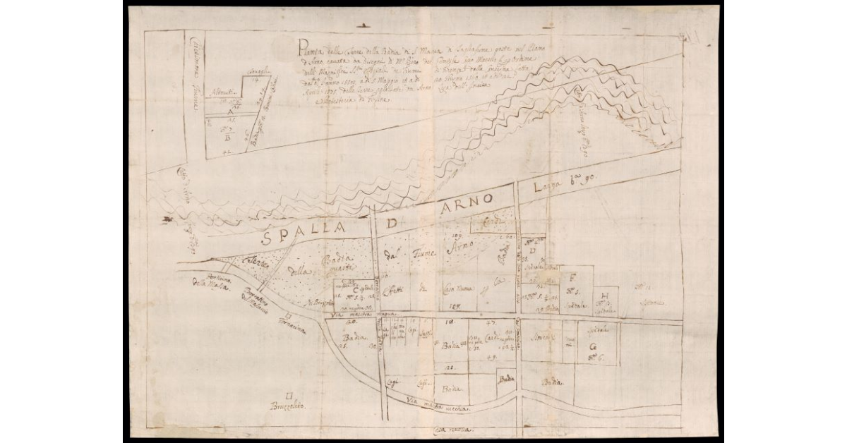 Pianta delle Terre della Badia di S. Maria di Tagliafune poste nel Piano d'Arno