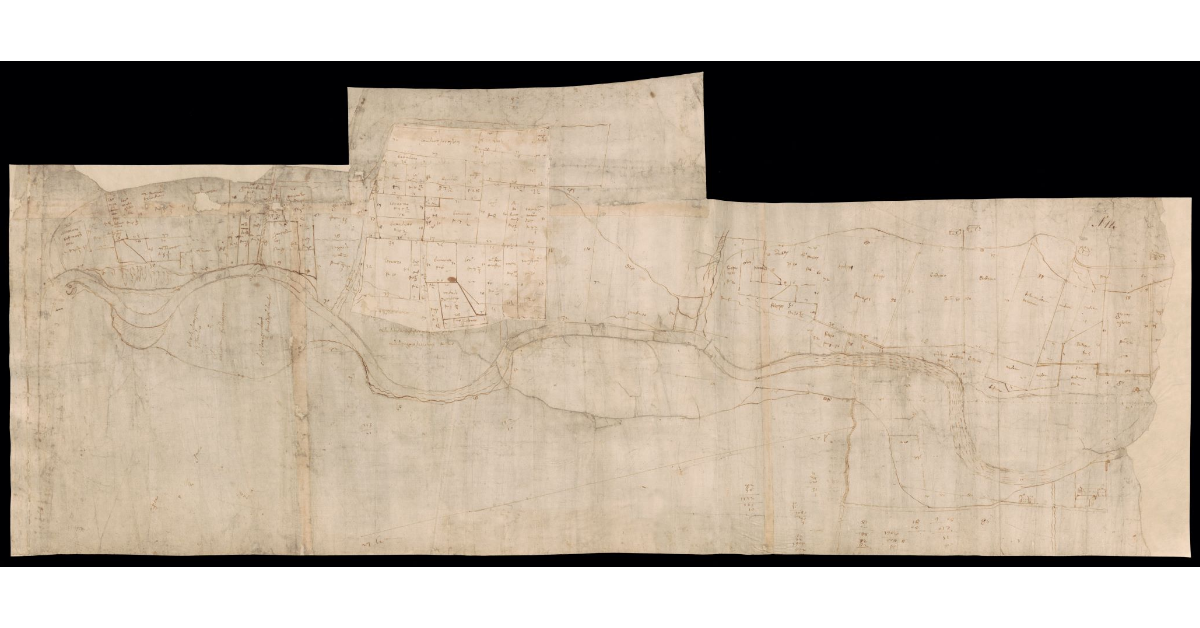 [Schizzo di pianta di un tratto del fiume Arno nel Valdarno di Sopra per l'imposizione]