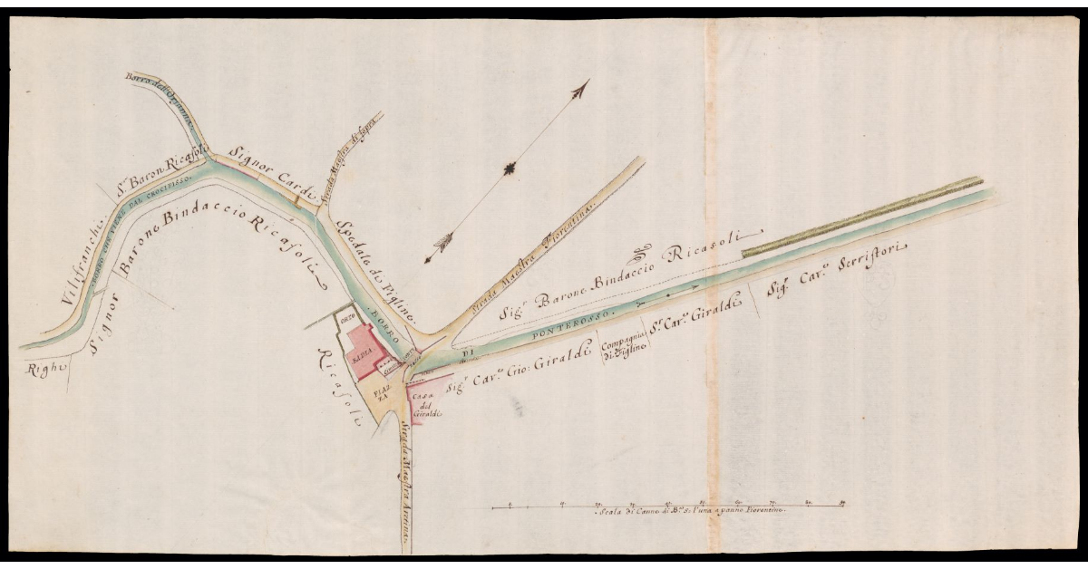 [Pianta di un tratto del Borro di Ponte Rosso presso Figline Valdarno]