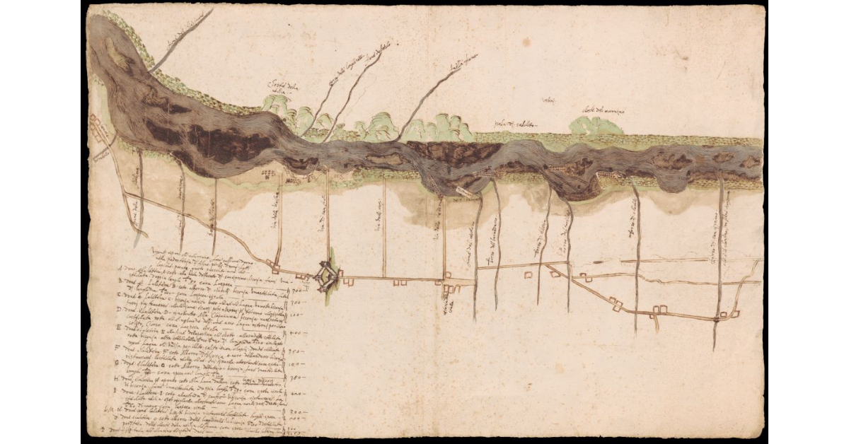 [Pianta di un tratto del fiume Arno presso Figline Valdarno]