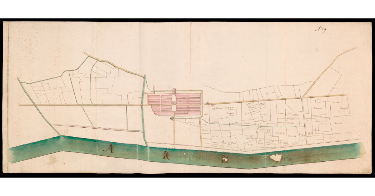 [Pianta di un tratto del fiume Arno presso San Giovanni Valdarno]