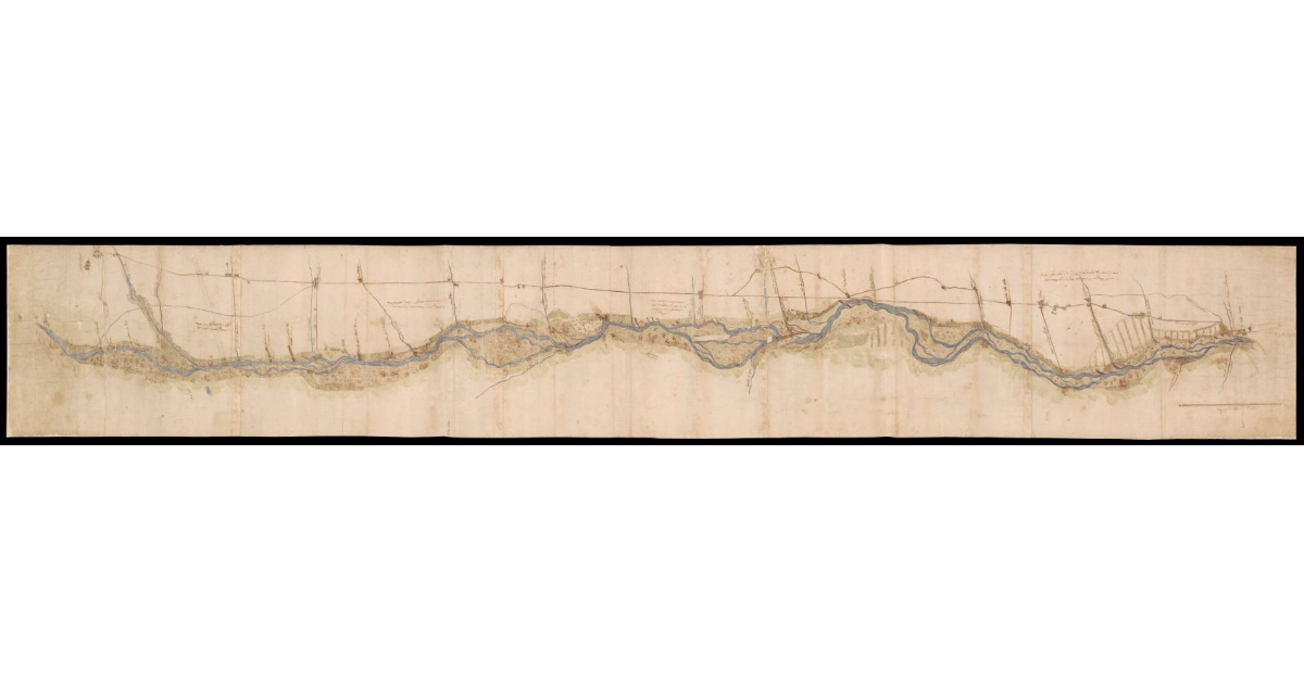 [Pianta del corso del fiume Arno tra la Valle dell'Inferno e Incisa Valdarno]