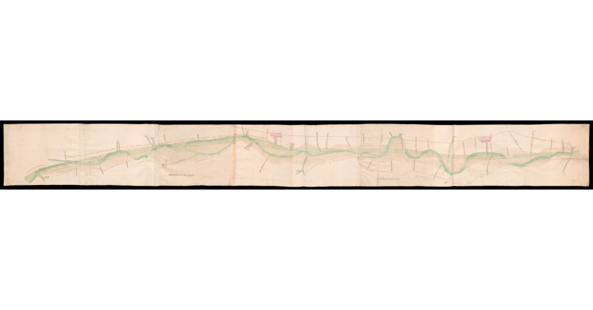 [Pianta del corso del fiume Arno tra Poggio Martini e Levane e la confluenza del torrente Chiesimone al confine tra Figline e Incisa]