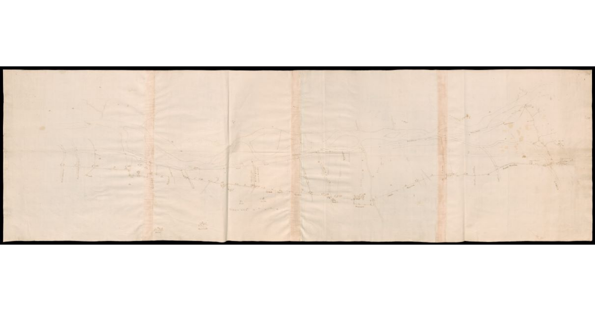 [Pianta incompleta del corso del fiume Arno tra il Fosso di S. Cipriano e Levane nel Valdarno di Sopra]