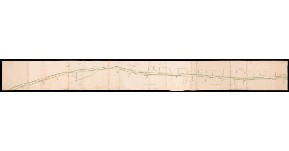 [Pianta del corso del fiume Arno tra Poggio Martini e la Valle dell'Inferno e il Borro della Casanuova al confine con Incisa Valdarno]