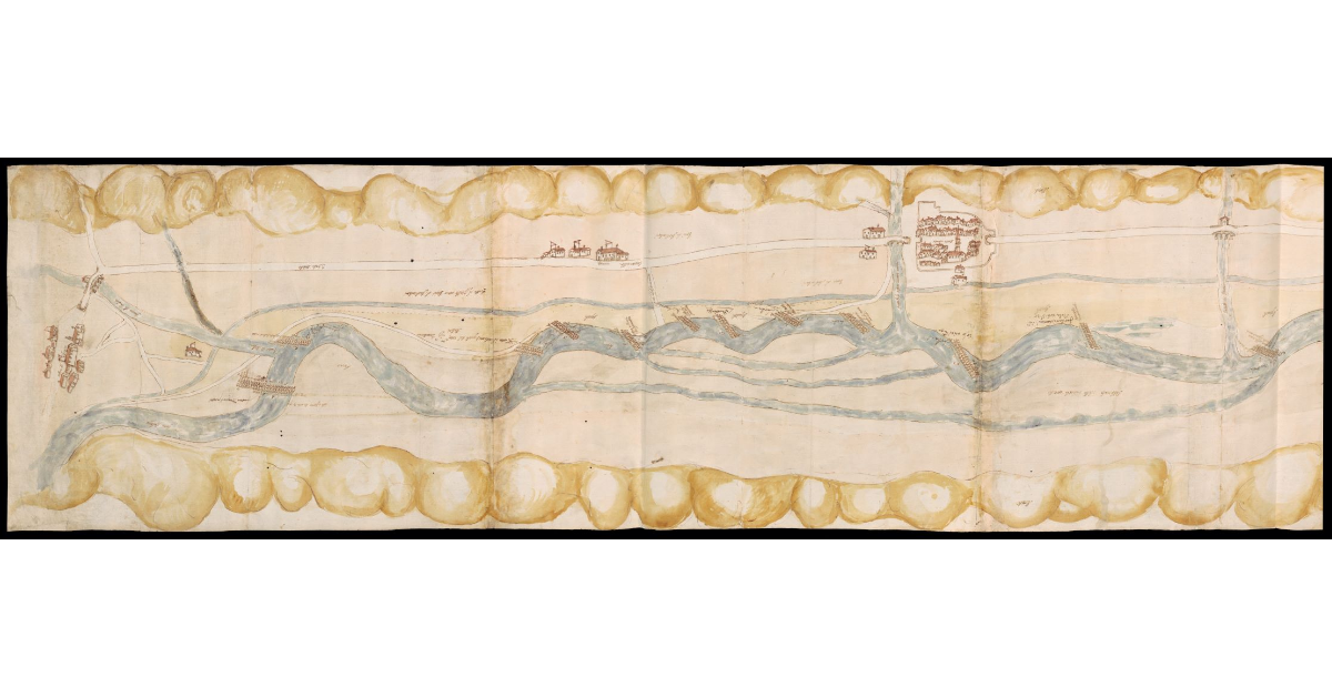 [Pianta del corso del fiume Arno tra Levane e Montevarchi